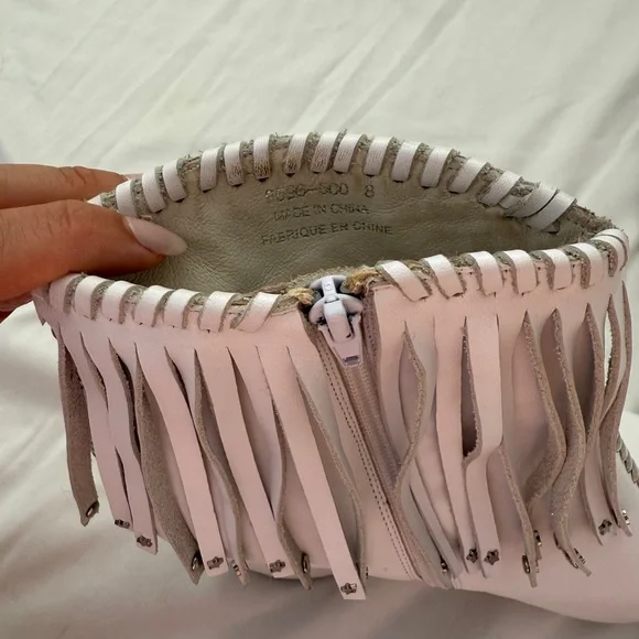 Jeffrey Campbell White Fringe Ankle Booties - Picture 6 of 7